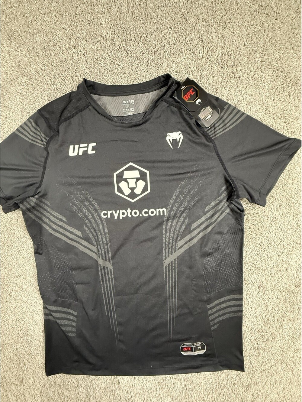 Venum UFC Authentic Fight Week 2.0 Dry-Tech Shirt Black Men Large Crypto.com NWT